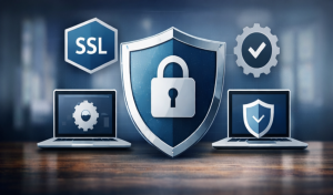Website security measures including SSL encryption