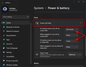 Windows 11 power mode set to Best performance on a laptop