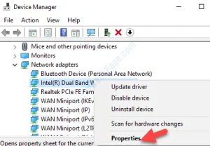 Screenshot of Device Manager → right-click WiFi adapter → Uninstall device dialog with checkbox visible