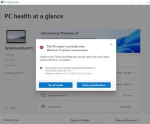 PC Health Check processor not supported Windows 11