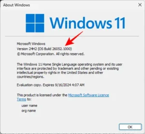 winver windows 11 version check dialog