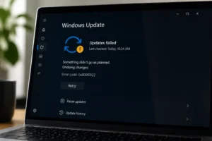 windows 11 update history error code screen